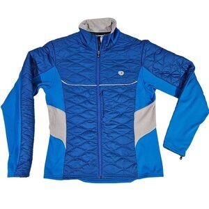 Pearl Izumi Medium Blue Gray Quilted Full-Zip Womens Cycling Jacket Reflective
